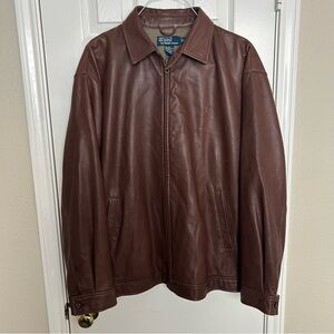 Vintage Polo Ralph Lauren Leather Harrington Jacket Size Large Herringbone Lined